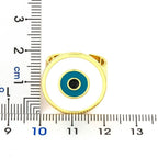 Round Evil Eye White Enamel Gold Adjustable Band Ring Gift Bulk
