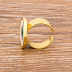 Round Evil Eye White Enamel Gold Adjustable Band Ring Gift Bulk
