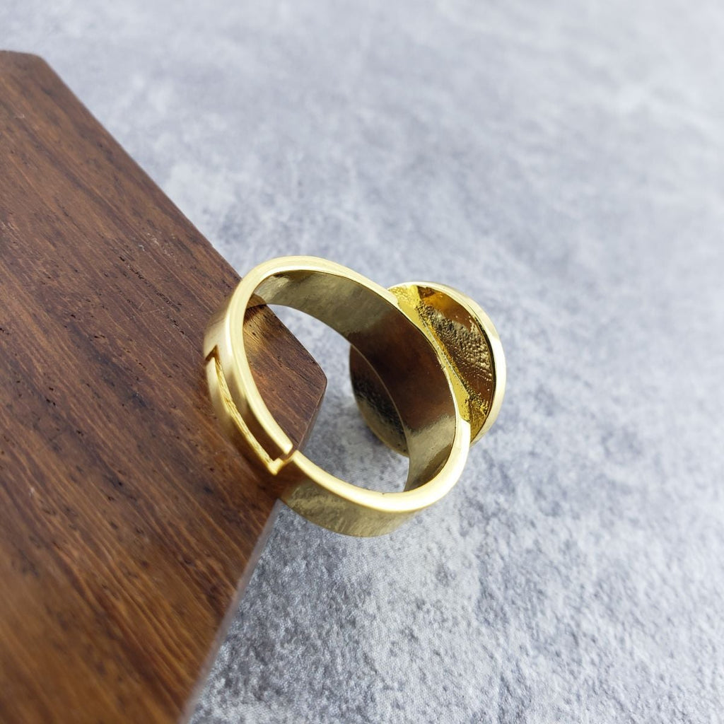 Round Evil Eye White Enamel Gold Adjustable Band Ring Gift Bulk