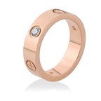 Cubic Zirconia Rose Gold Stainless Steel Band Ring Women Gift Bulk