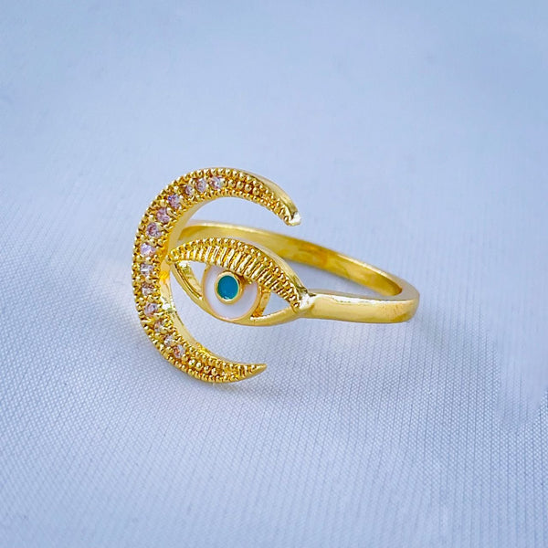 Evil Eye Silver Copper Band Ring Adjustable Free Size For Women Bulk Secondary image