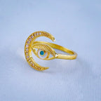 Evil Eye Silver Copper Band Ring Adjustable Free Size For Women Bulk
