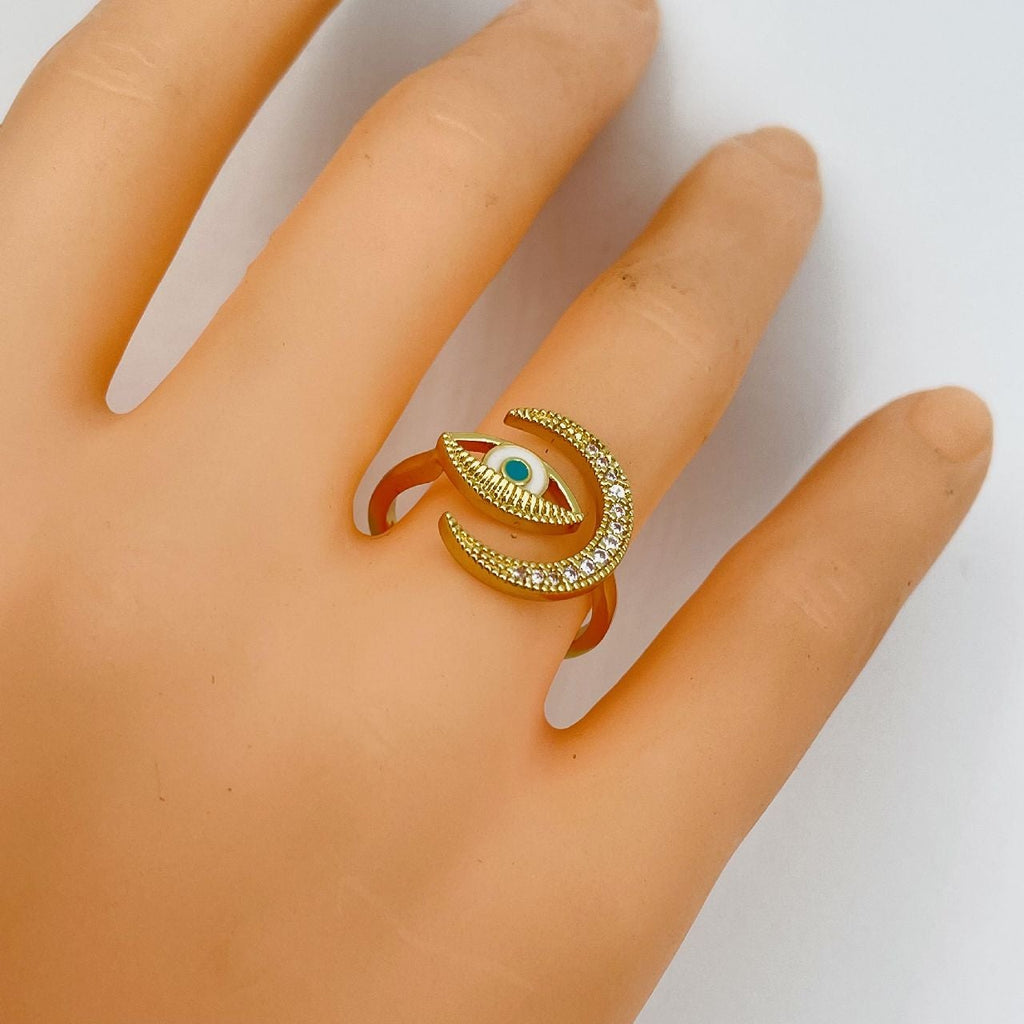 Evil Eye Silver Copper Band Ring Adjustable Free Size For Women Bulk