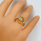 Evil Eye Silver Copper Band Ring Adjustable Free Size For Women Bulk
