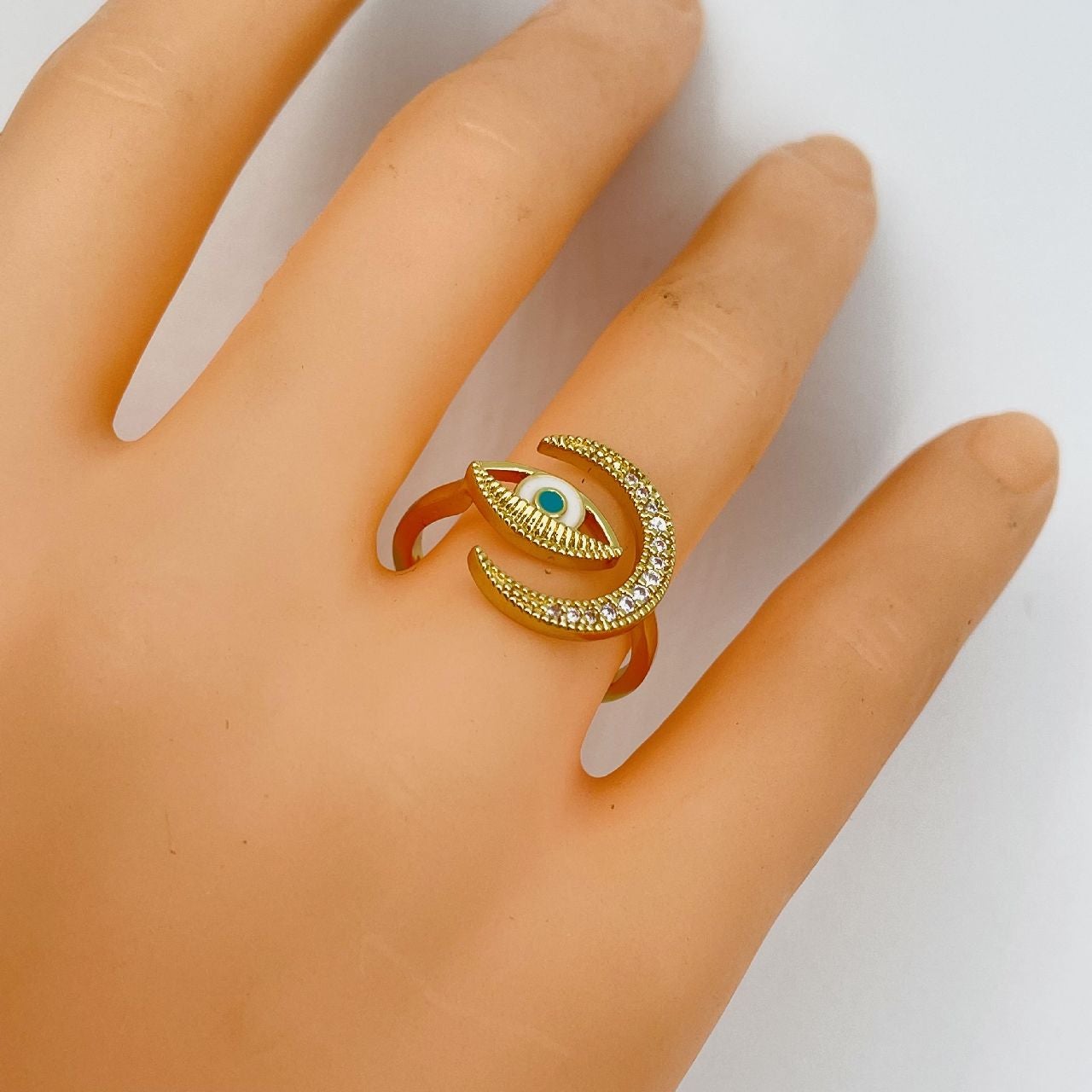 Evil Eye Silver Copper Band Ring Adjustable Free Size For Women Bulk