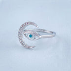 Evil Eye Silver Copper Band Ring Adjustable Free Size For Women Bulk