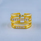 Hexagon Silver Copper Band Ring Adjustable Free Size For Women Bulk