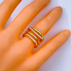 Hexagon Silver Copper Band Ring Adjustable Free Size For Women Bulk