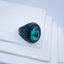 Stylish Daily Party Biker Alloy Crystal Green Round Ring For Men Bulk