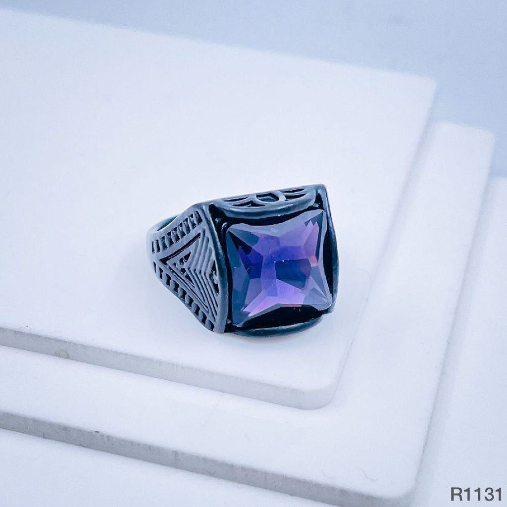 Stylish Daily Party Biker Alloy Crystal Purple Square Ring Men Bulk