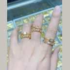 Stylish Baguette American Diamond Gold Ring For Women Bulk