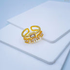 Stylish Baguette American Diamond Gold Ring For Women Bulk