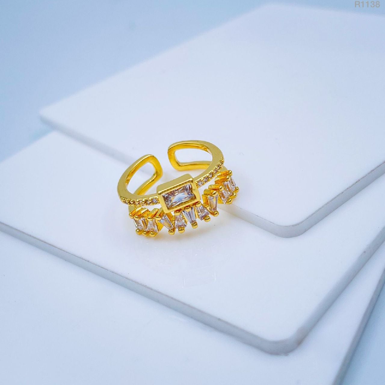 Stylish Baguette American Diamond Gold Ring For Women Bulk