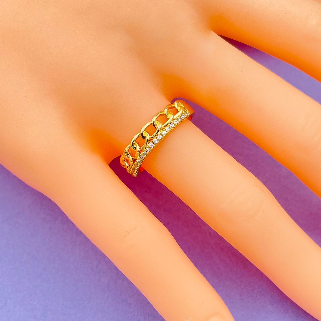Curb American Diamond Copper Gold Ring For Women Bulk