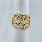 Evil Eye Hamsa Star Gold Copper CZ Adjustable Band Ring Bulk