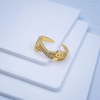 Stylish Gold Cubic Zirconia Free Size Adjustable Band Ring Gold Bulk