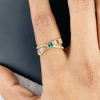 Rainbow Gold Multicolour Copper CZ Crystal Band Ring Bulk