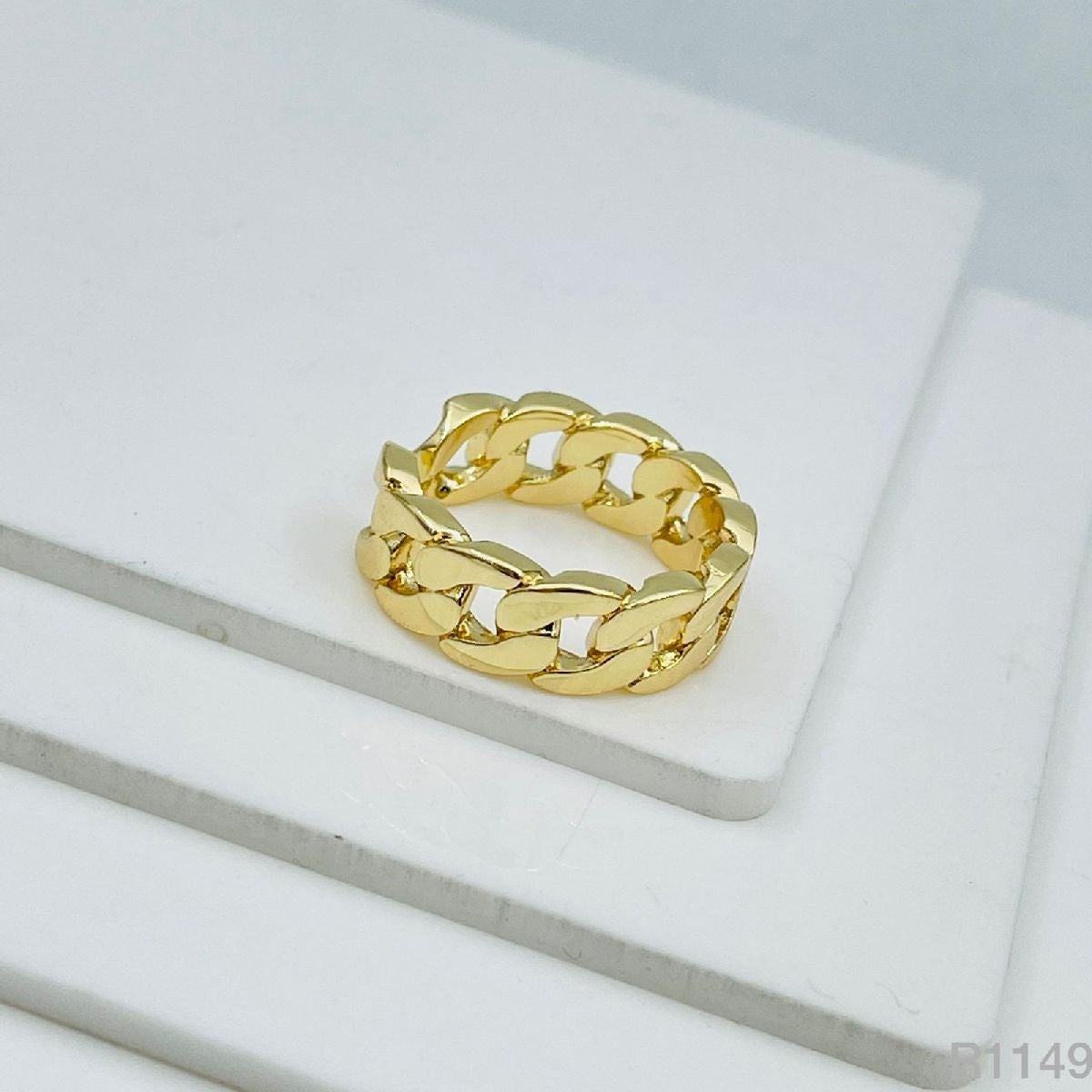 Copper Gold Curb Adjustable Band Ring For Women Bulk Main image