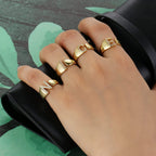 Initial Alphabets Letter CZ Gold Adjustable Band Ring Bulk