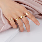 Initial Alphabets Letter CZ Gold Adjustable Band Ring Bulk