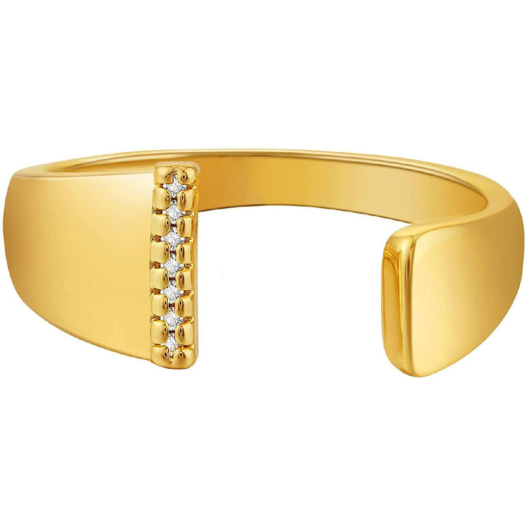 Initial Alphabets Letter CZ Gold Adjustable Band Ring Bulk