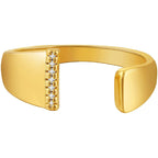 Initial Alphabets Letter CZ Gold Adjustable Band Ring Bulk