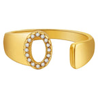 Initial Alphabets Letter CZ Gold Adjustable Band Ring Bulk