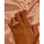 Eyelashes Evil Eye Copper CZ Gold Free Size Adjustable Ring Bulk