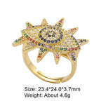 Eyelashes Evil Eye Copper CZ Gold Free Size Adjustable Ring Bulk