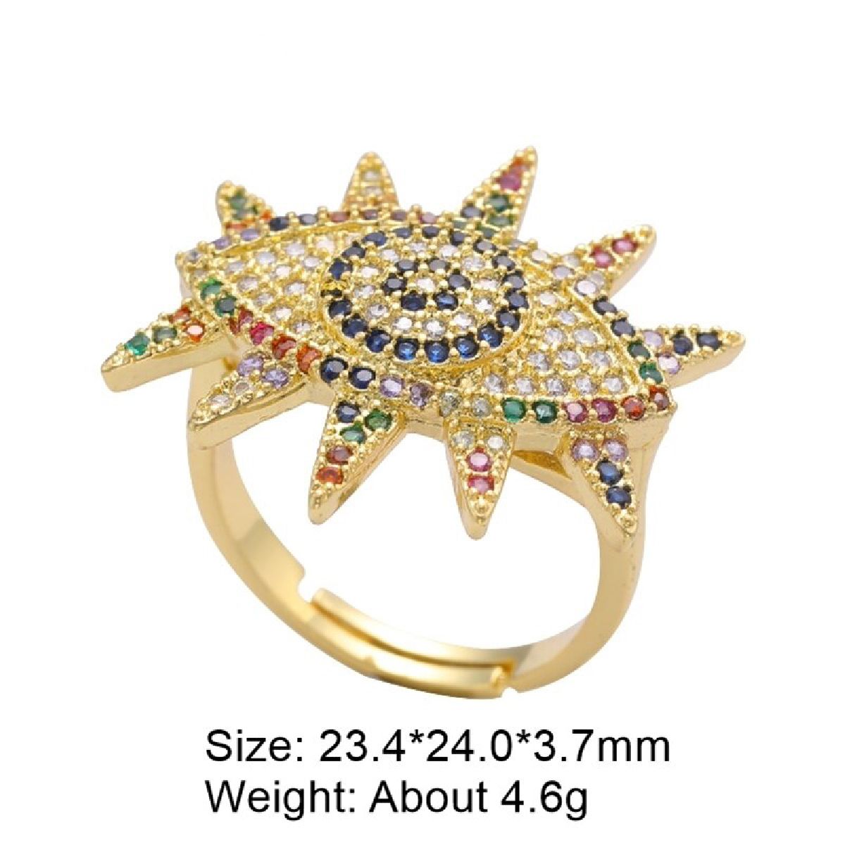 Eyelashes Evil Eye Copper CZ Gold Free Size Adjustable Ring Bulk