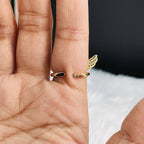 Wings Black Blue Gold Copper CZ Crystal Adjustable Band Ring Bulk
