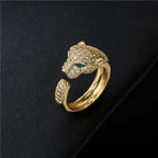 Panther Gold Green American Diamond Adjustable Ring For Women Bulk