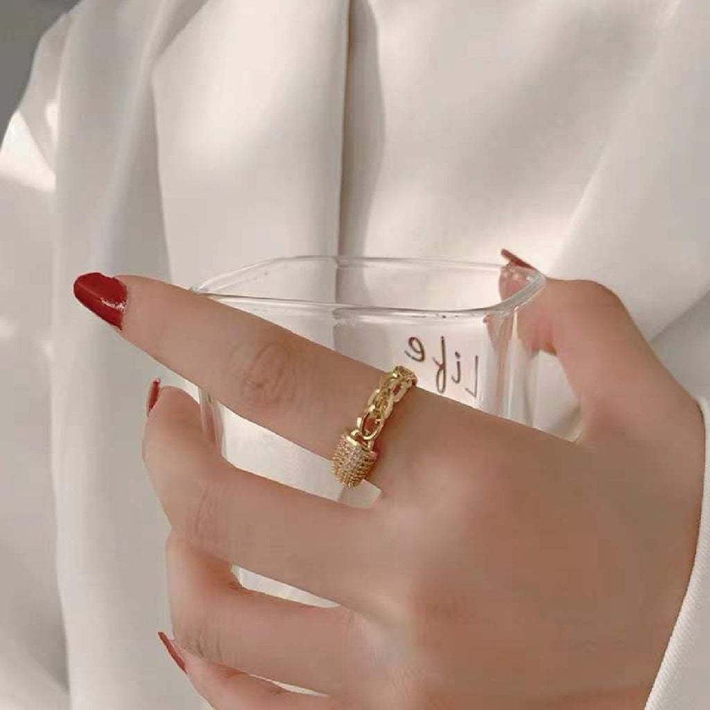 Stylish Curb Gold Copper Adjustable Ring For Women Bulk