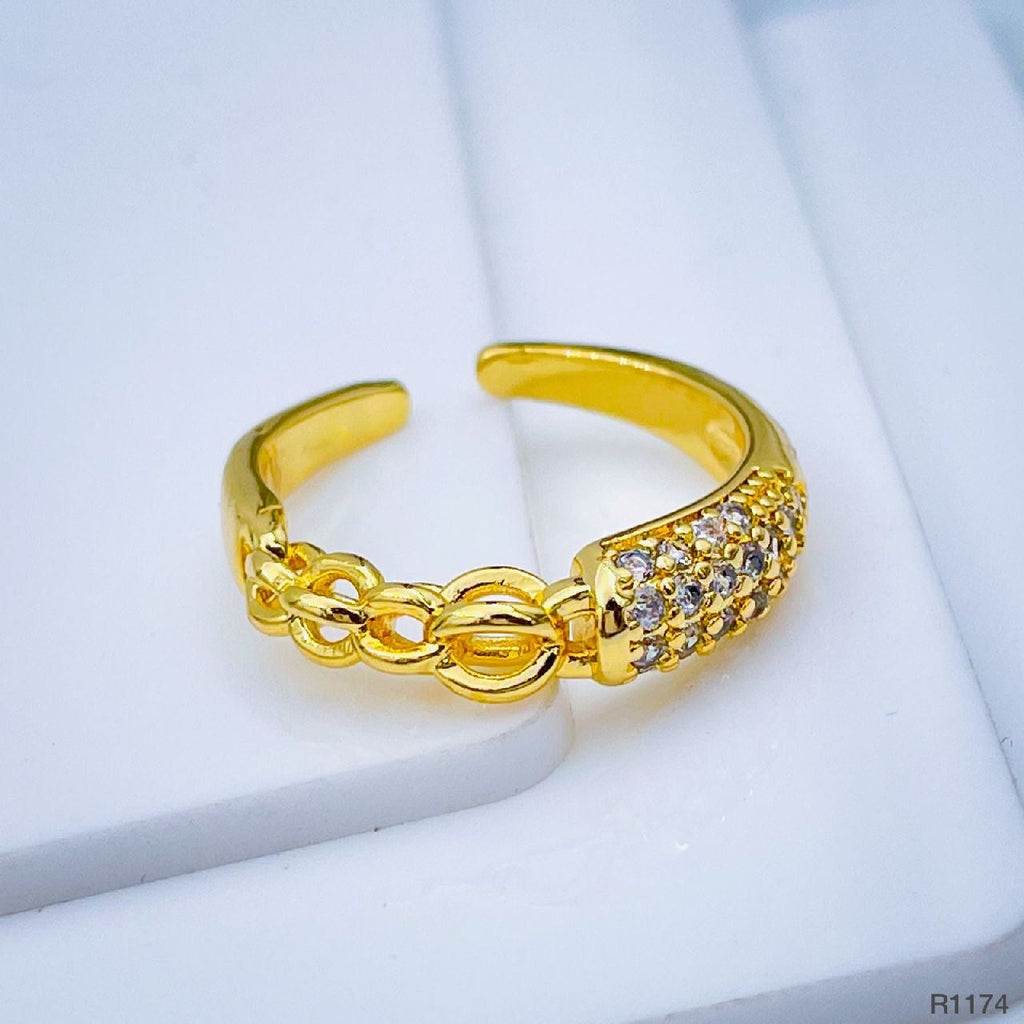Stylish Curb Gold Copper Adjustable Ring For Women Bulk