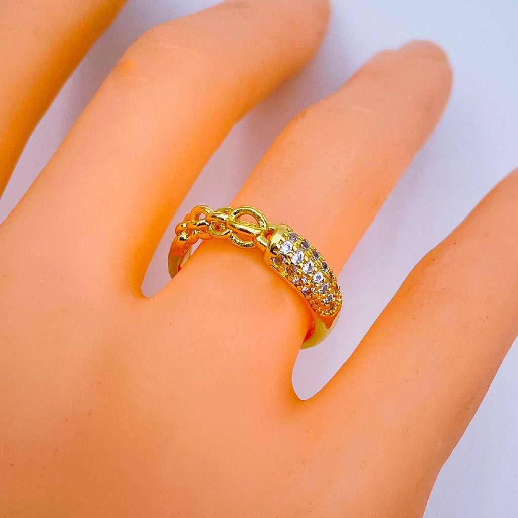 Stylish Curb Gold Copper Adjustable Ring For Women Bulk