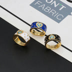 Heart Evil Eye Blue Gold American Diamond Enamel Adjustable Ring Bulk