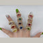 Eye Lash Evil Eye Glass Gold Green American Diamond Band Ring Bulk