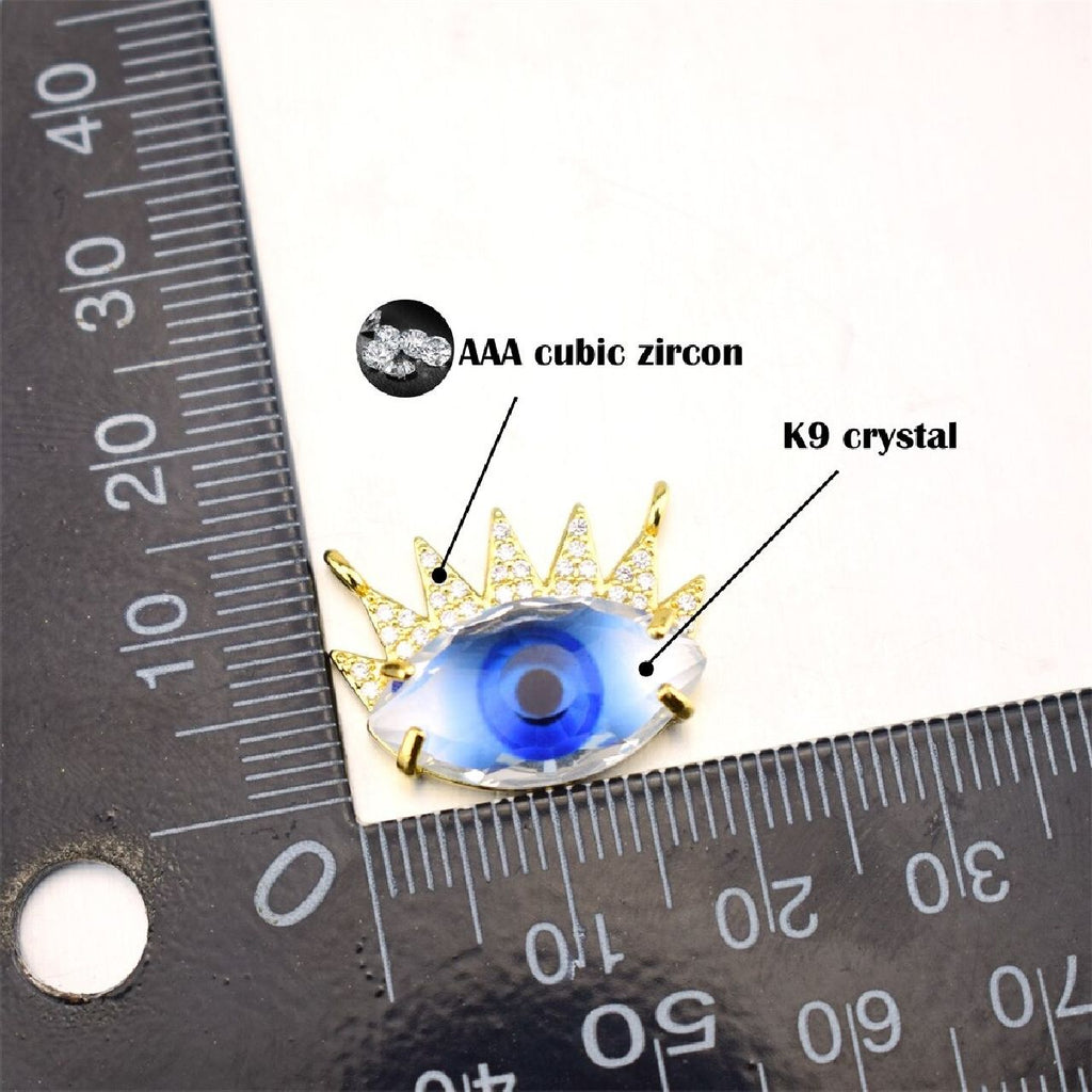 Eye Lash Evil Eye Glass Gold Green American Diamond Band Ring Bulk