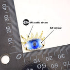 Eye Lash Evil Eye Glass Gold Green American Diamond Band Ring Bulk