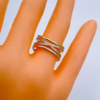 Gold Cubic Zirconia Copper Free Size Adjustable Band Ring Women Bulk
