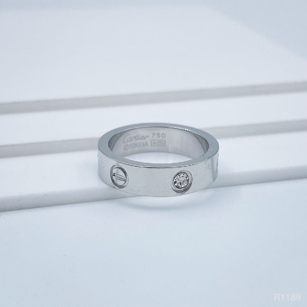 Screw Stainless Steel Silver Cubic Zirconia Band Ring For Women Bulk