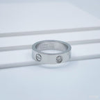 Screw Stainless Steel Silver Cubic Zirconia Band Ring For Women Bulk