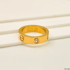 Screw Stainless Steel Cubic Zirconia Gold Band Ring For Women Bulk