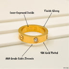 Screw Stainless Steel Cubic Zirconia Gold Band Ring For Women Bulk