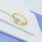 Safety Pin Gold White Enamel Copper Adjustable Band Ring Women Bulk