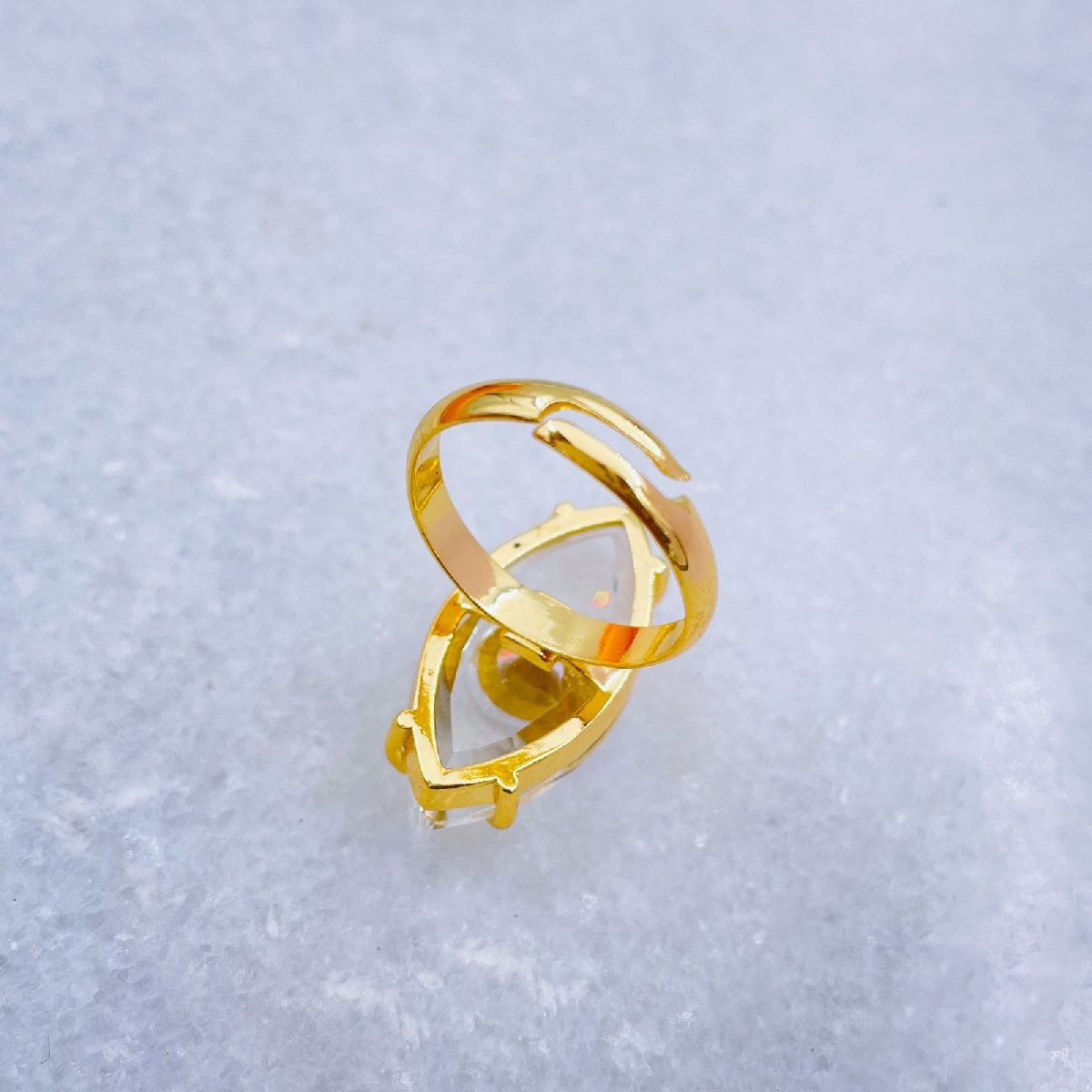 Copper Class Crystal Gold Blue Evil Eye Adjustable Ring For Women Secondary image