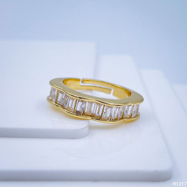 Copper Cubic Zirconia Crystal Gold Free Size Adjustable Ring Bulk Main image