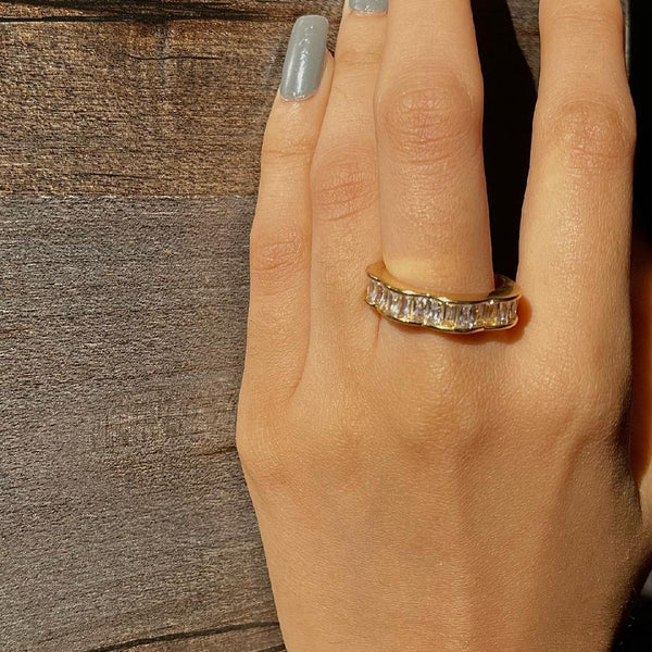 Copper Cubic Zirconia Crystal Gold Free Size Adjustable Ring Bulk Secondary image