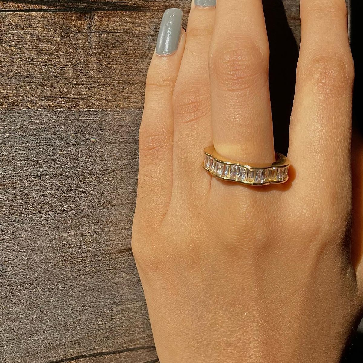 Copper Cubic Zirconia Crystal Gold Free Size Adjustable Ring Bulk