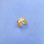 Heart Gold CZ White Enamel Copper Adjustable Band Ring Bulk